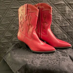 Wild Fable Fiery Red Western Heeled Boots
